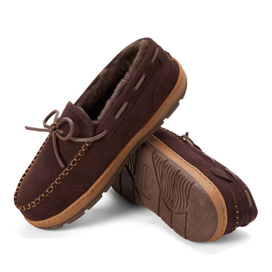 Men's Fireside by Dearfoams Forster Genuine Shearling Moc With Stitching - US 8555