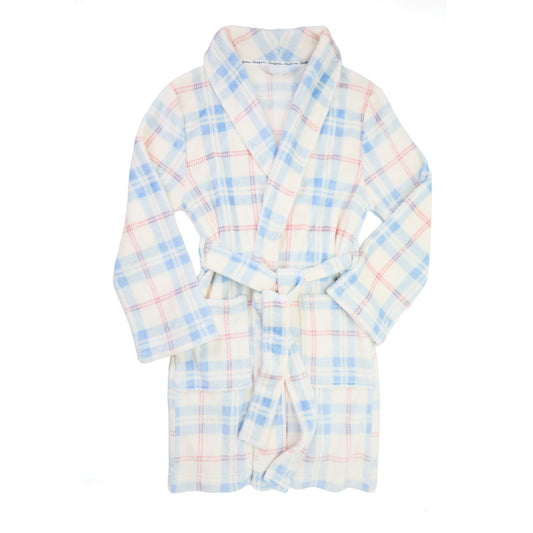 Women's Blue/Ivory Plush Robe - US 7850