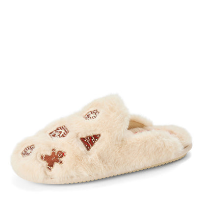 Women's Holiday Fur Shaped Tab Scuff - US 3379