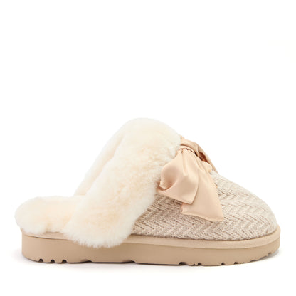 Daniella Karagach’s Women's Fireside Knit Shearling Scuff - US 1991