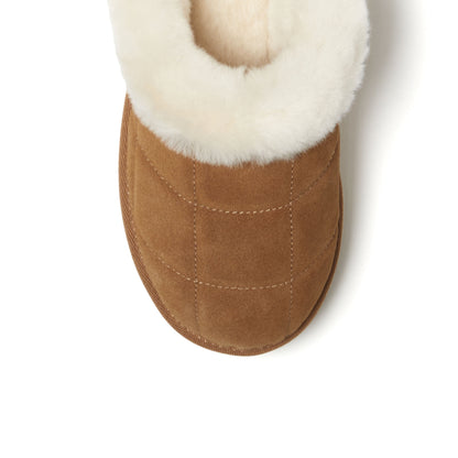 Women's Fireside by Dearfoams Bendigo Genuine Shearling Quilted Platform Clog - US 5086