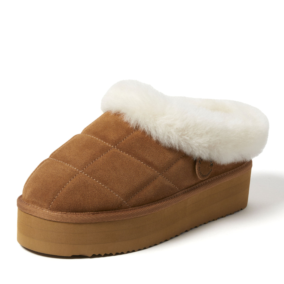 Women's Fireside by Dearfoams Bendigo Genuine Shearling Quilted Platform Clog - US 5086