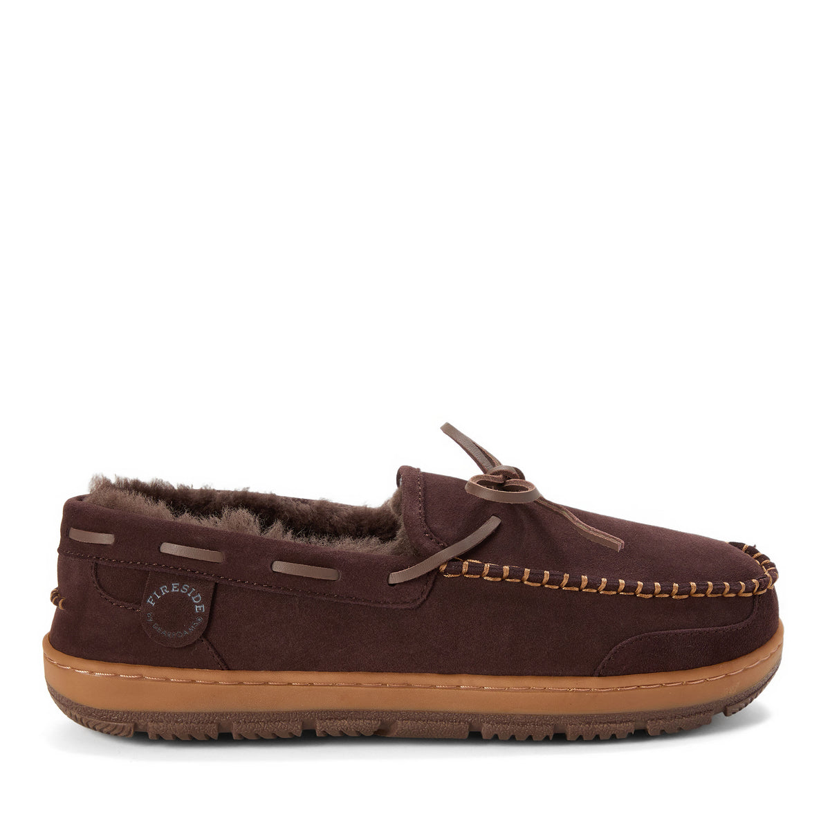 Men's Fireside by Dearfoams Forster Genuine Shearling Moc With Stitching - US 8555
