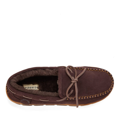 Men's Fireside by Dearfoams Forster Genuine Shearling Moc With Stitching - US 8555