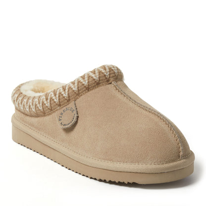 Women's Fireside by Dearfoams Greta Genuine Shearling Clog With Taping - Water Resistant - US 3886