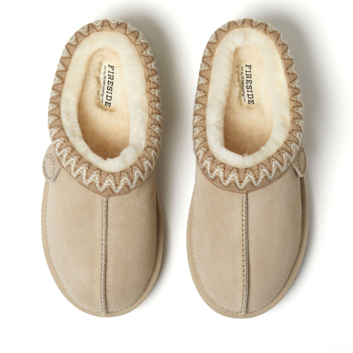 Women's Fireside by Dearfoams Greta Genuine Shearling Clog With Taping - Water Resistant - US 3886