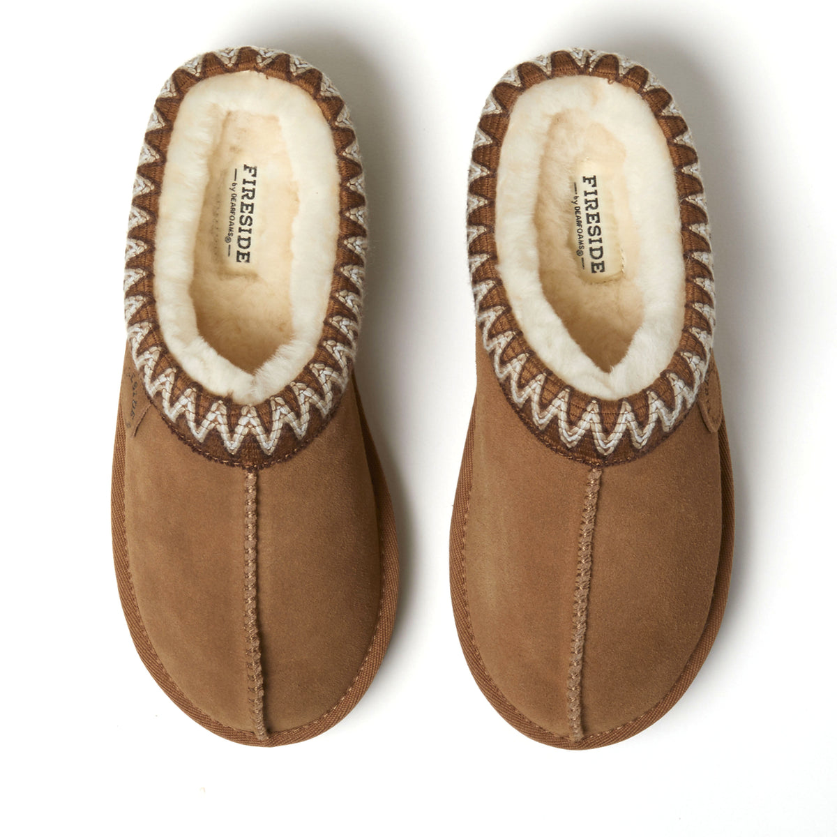 Women's Fireside by Dearfoams Greta Genuine Shearling Clog With Taping - Water Resistant - US 1432