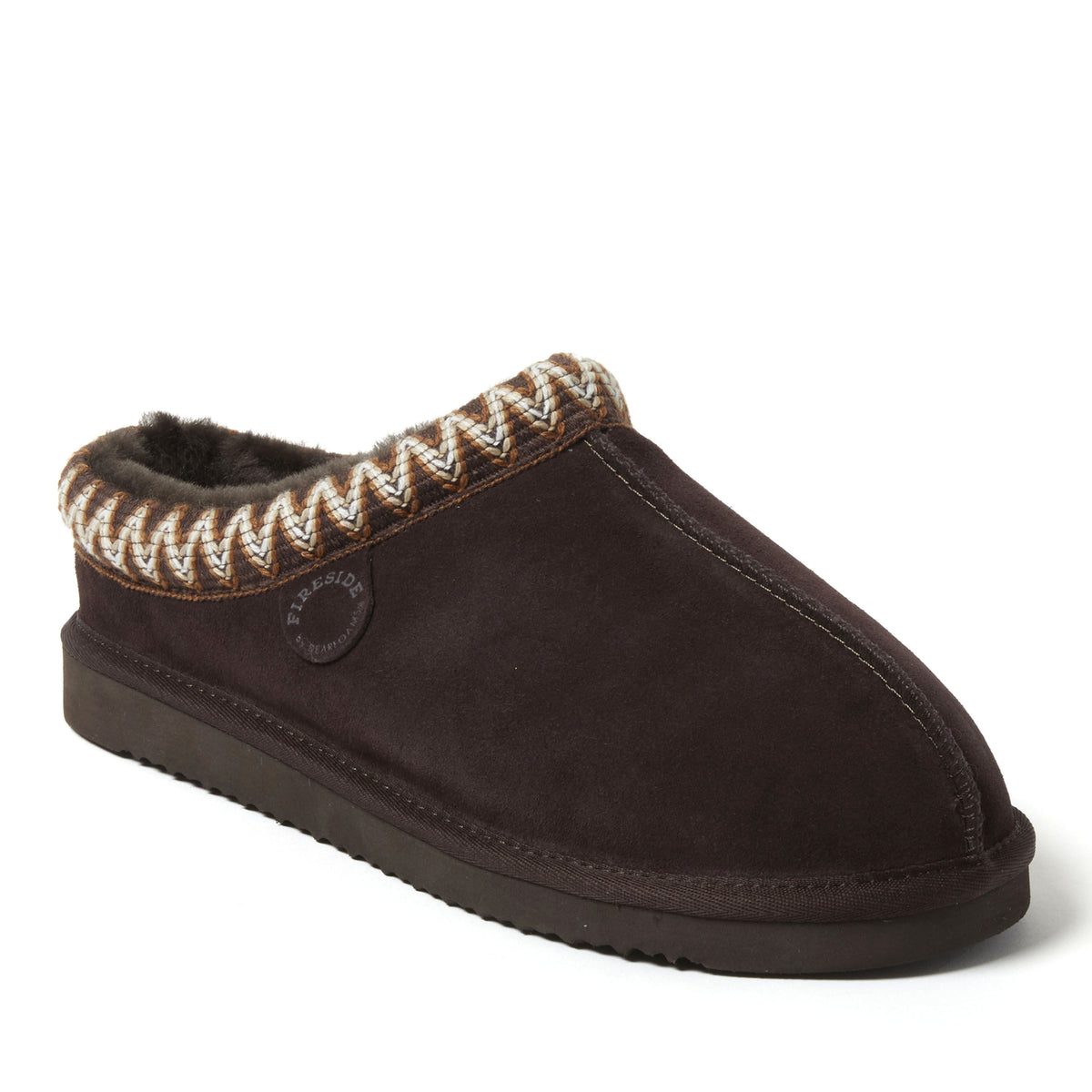 Men's Fireside by Dearfoams Grafton Genuine Shearling Clog With Taping - Water Resistant - US 3578