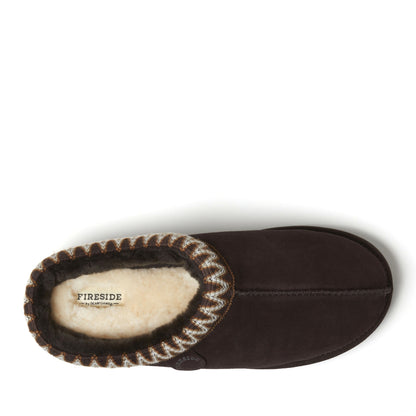 Men's Fireside by Dearfoams Grafton Genuine Shearling Clog With Taping - Water Resistant - US 3578