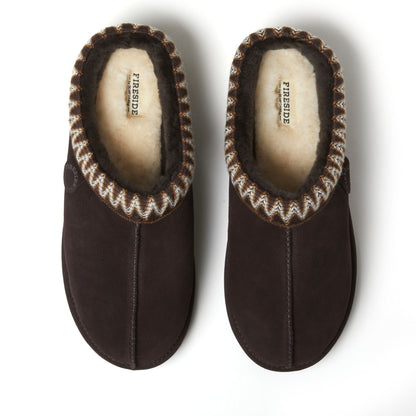 Men's Fireside by Dearfoams Grafton Genuine Shearling Clog With Taping - Water Resistant - US 3578