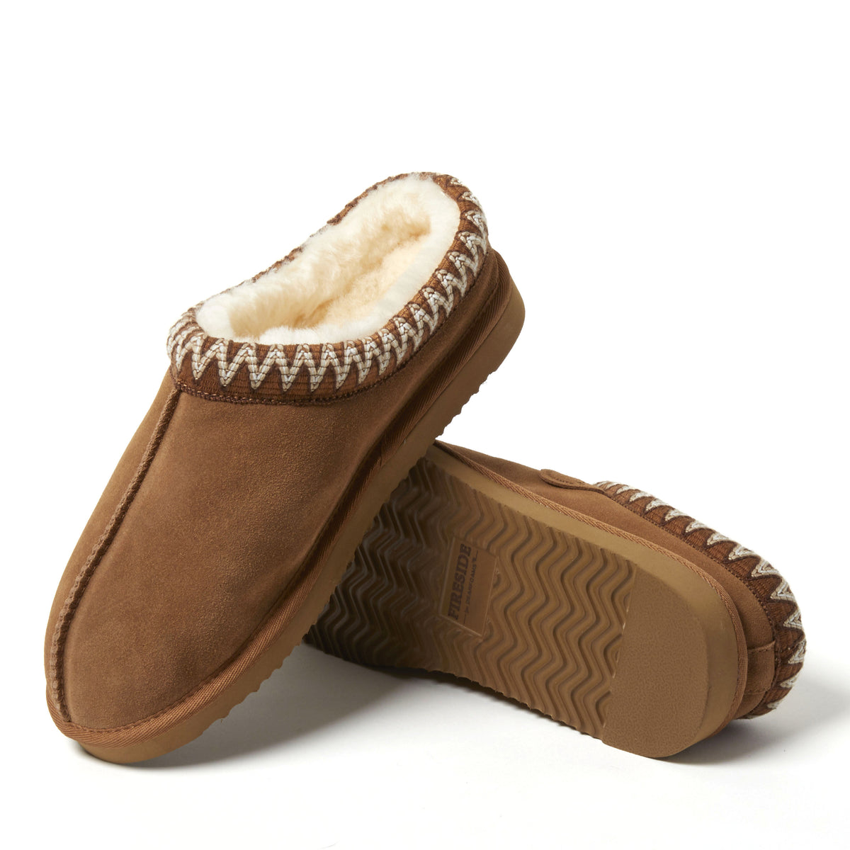 Men's Fireside by Dearfoams Grafton Genuine Shearling Clog With Taping - Water Resistant - US 7347