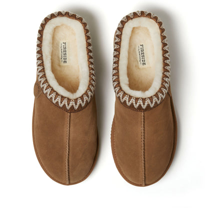 Men's Fireside by Dearfoams Grafton Genuine Shearling Clog With Taping - Water Resistant - US 7003
