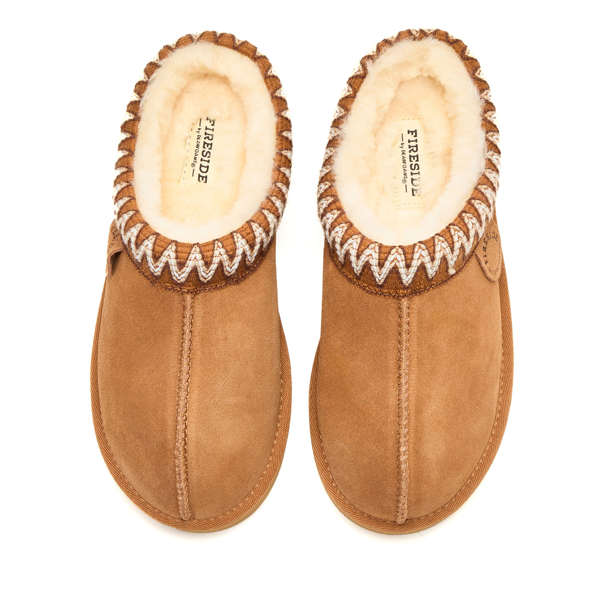 Women's Fireside by Dearfoams Queenstown Genuine Shearling Clog With Taping - US 3287
