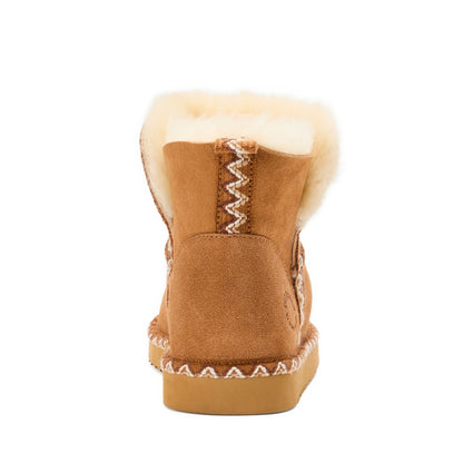 Women's Fireside by Dearfoams Perth Genuine Shearling Fold Down Bootie With Taping - US 0667
