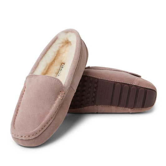 Women's Fireside by Dearfoams Mel Genuine Shearling Moccasin - US 4022