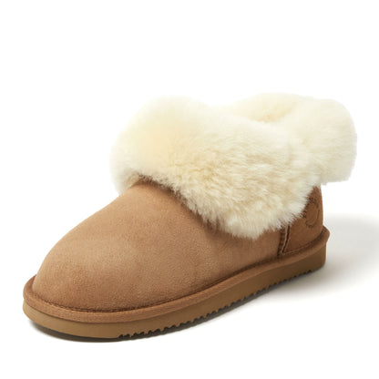 Women's Fireside by Dearfoams Perth Genuine Shearling Foldover Boot Slipper - US 5312
