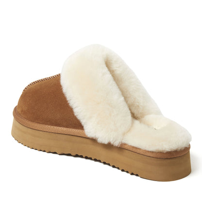 Women's Fireside by Dearfoams Melton Genuine Shearling Platform Scuff - US 2758