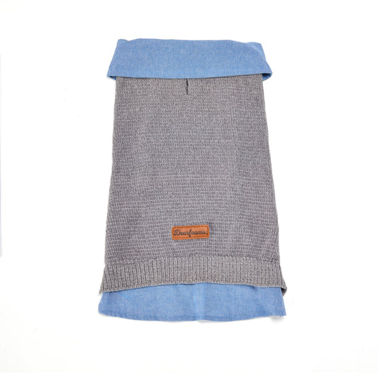 Grey Chenille and Chambray Dog Jacket - US 4146